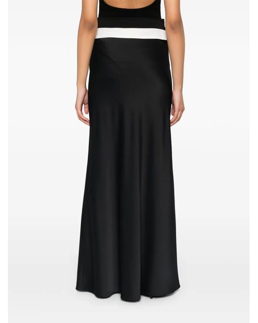 A.M.G Black Contrast-Detail Maxi Skirt
