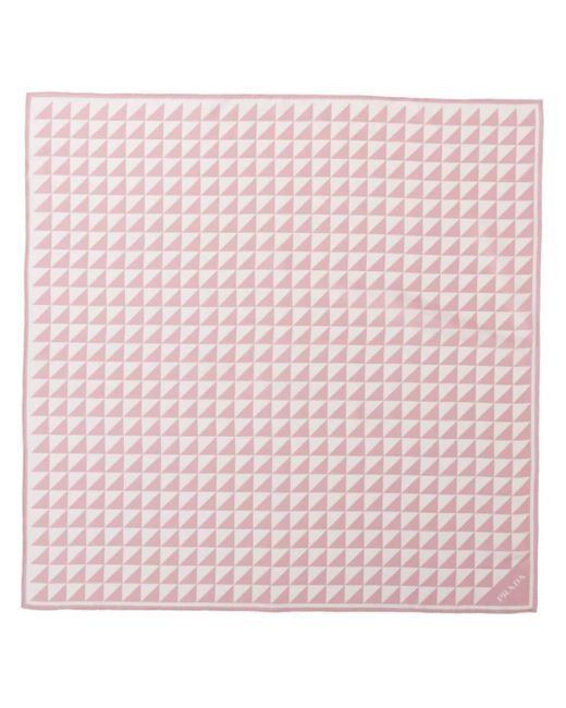 Prada Pink Geometric-print Silk Scarf