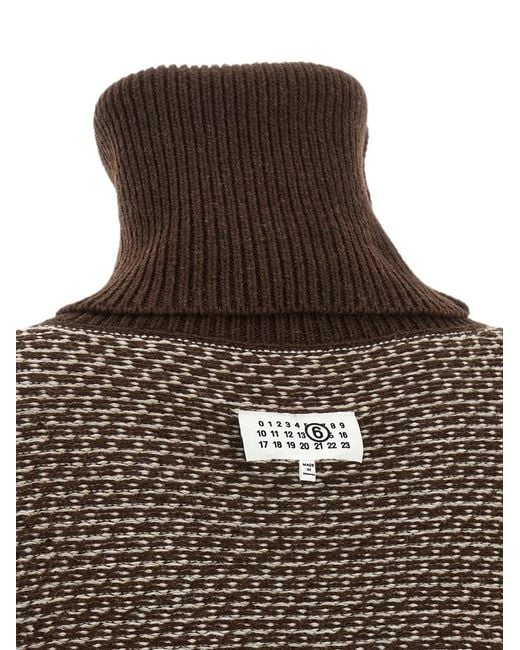 MM6 by Maison Margiela Brown Geometric-Pattern Mini Dress