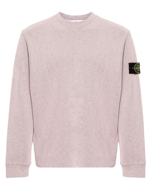 Stone Island Pink Crew-neck Ribbed-knit Sweatshirt for men