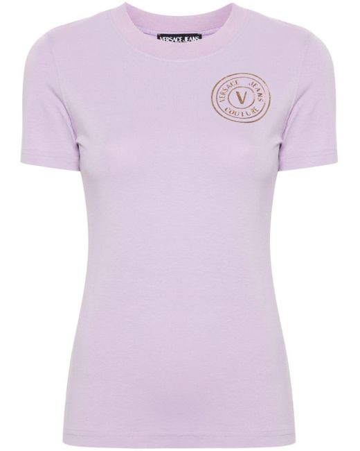 T-shirt à logo imprimé Versace en coloris Purple