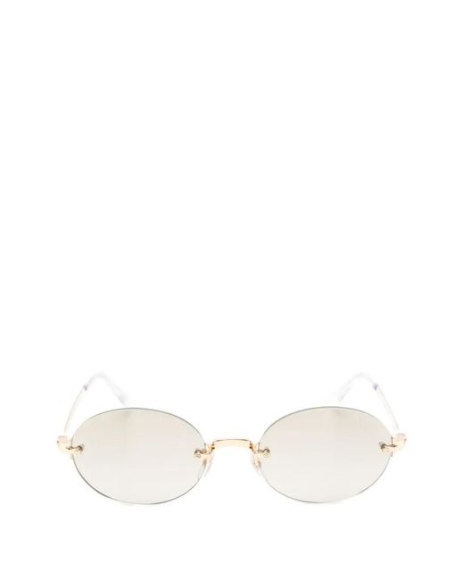 Ray-Ban White Rimless Oval-Frame Sunglasses