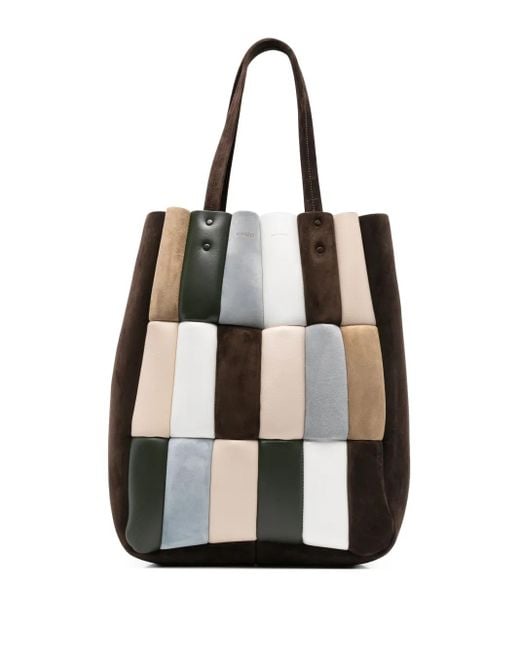 Khaite Black Zoe Patchwork Suede Tote Bag