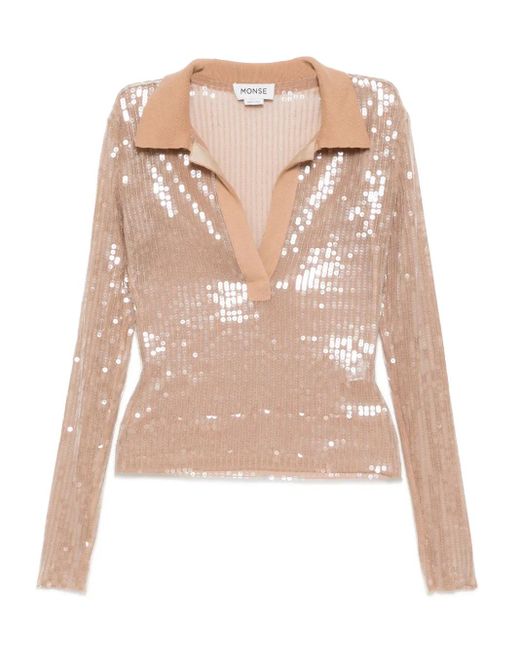 Monse Mesh Top Verfraaid Met Pailletten in het Natural