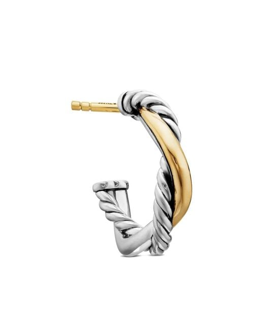 David Yurman Metallic 14Kt And Sterling Petite Infinity Huggie Hoops Earrings (3Mm)