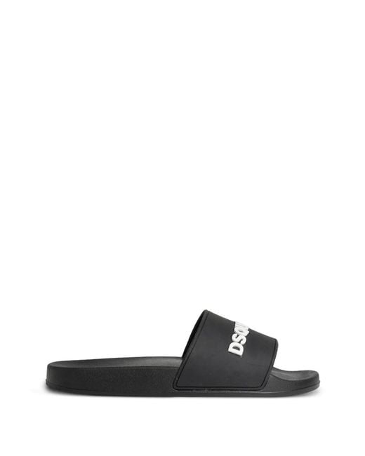 DSquared² White Logo-Embossed Slip-On Slides for men