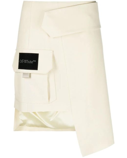 Off-White c/o Virgil Abloh Natural Asymmetric Wool Mini Skirt