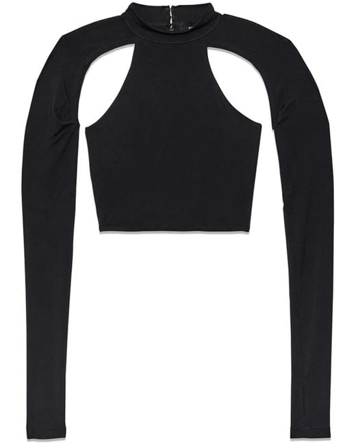Purple Brand Black Cut-Out Cropped Top