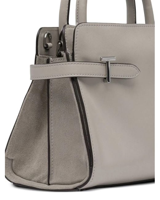 Le Tanneur Gray Leather Buckled Tote Bag