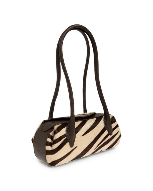 Yuzefi Black Oyster Zebra-Print Shoulder Bag