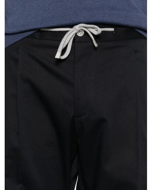 Barba Napoli Black Drawstring Cuffed Shorts for men