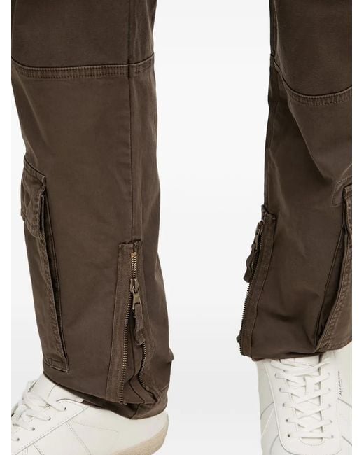 Aeronautica Militare Brown Logo-Patch Panelled Cargo Pants for men
