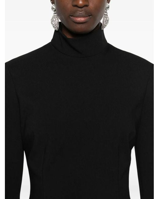 Solace London Funnel-neck Wide-sleeve Mini Dress Black