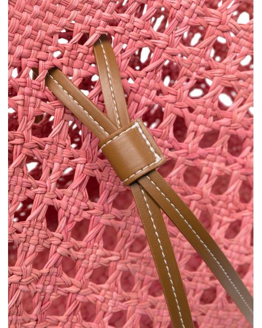 THEMOIRÈ Pink Woven-raffia Shoulder Bag