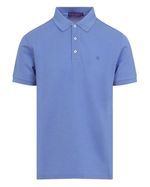 Ralph Lauren Blue Embroidered Cotton Polo Shirt for men