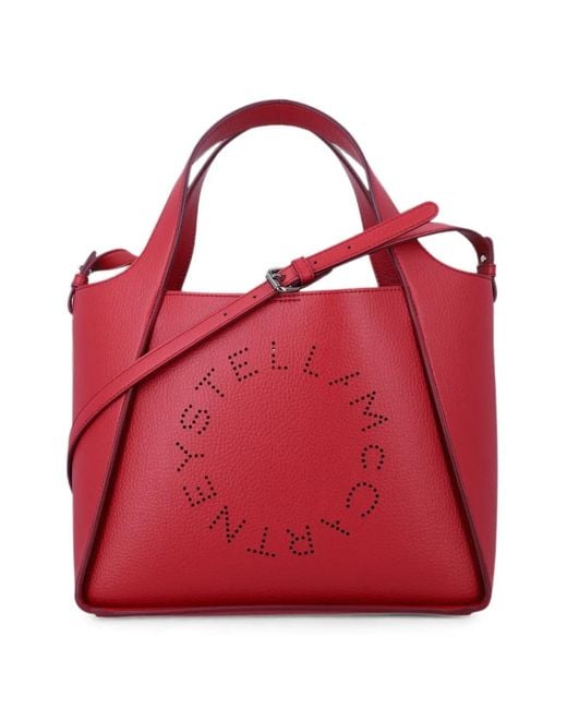 Stella McCartney Red Perforated-Logo Tote Bag