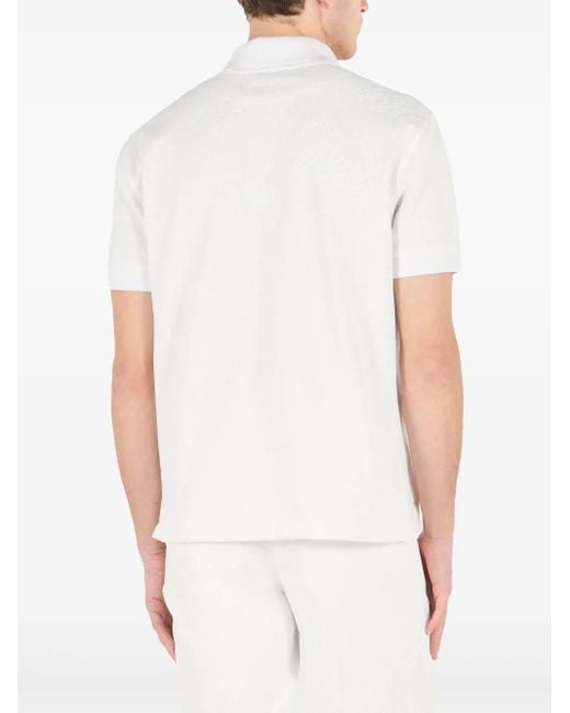 Roberto Cavalli White Python-Print Polo Shirt for men