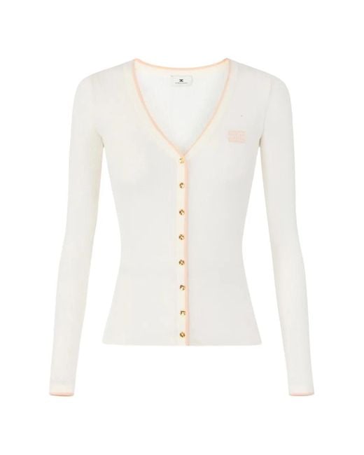 Elisabetta Franchi White Rib-Knit Cardigan