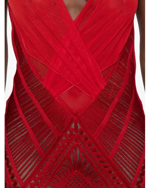 The Attico Embroidered Tulle Midi Dress