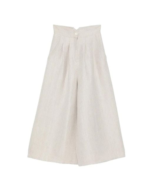 Dusan White Herringbone-Pattern Pleated Trousers