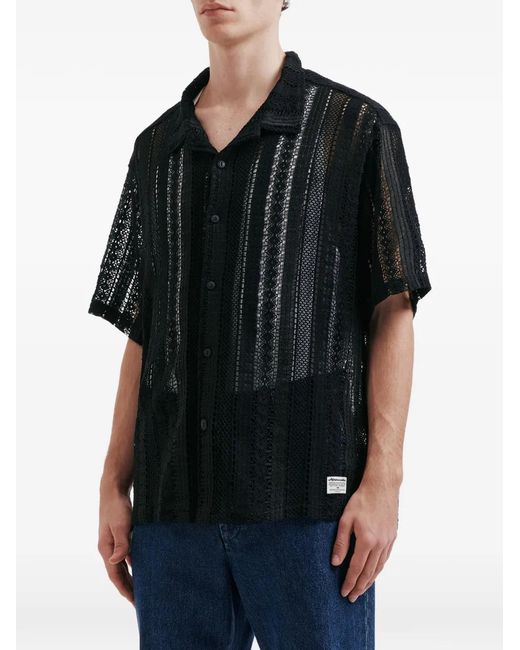 AFTERMATHS Black Buttoned Openwork Shirt for men