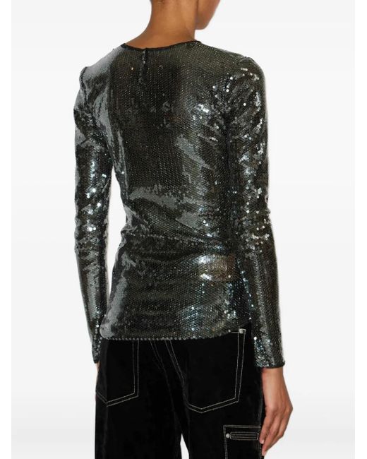 Isabel Marant Black Hilda Sequin Long-Sleeve Top