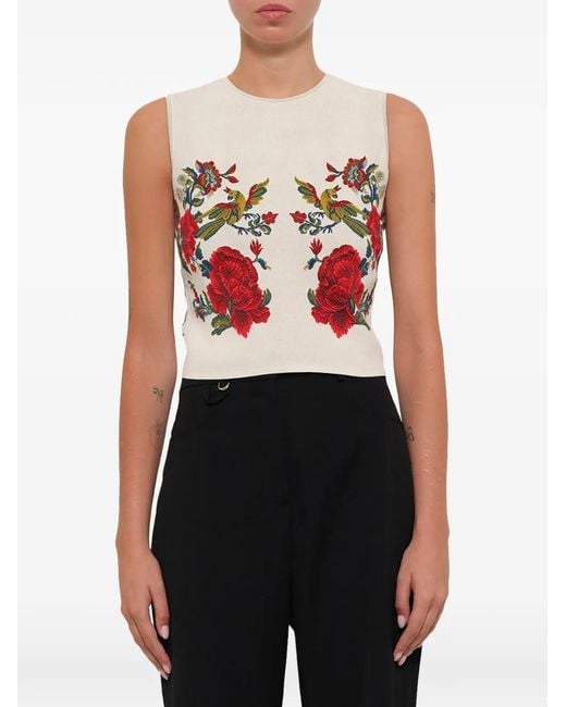McQueen Floral-Embroidered Top