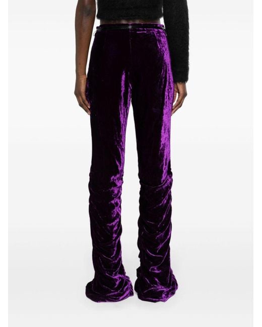 Gucci Purple Low-rise Slim-fit Velvet Trousers