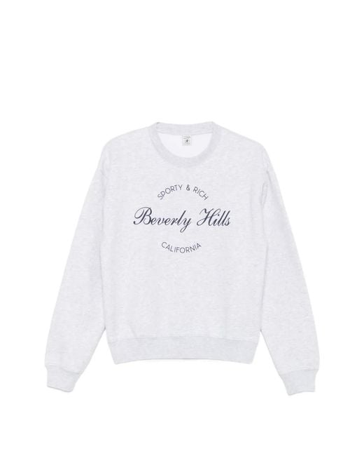Sporty & Rich White Beverly Hills Logo-Print Sweater