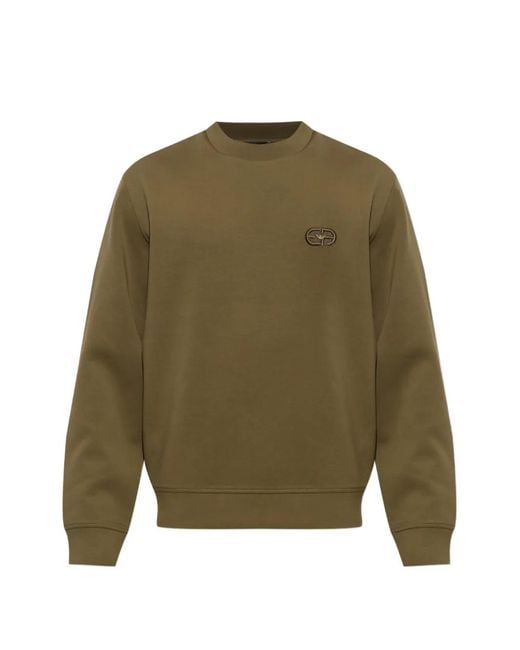 Emporio Armani Green Logo-Embroidered Sweatshirt for men