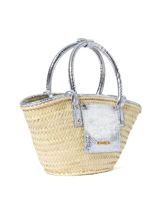 Jacquemus Metallic Small Soli Woven Tote Bag