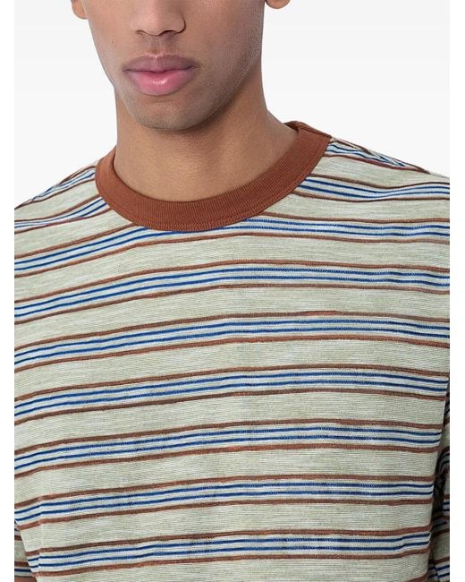 Brain Dead Gray Striped Crew-Neck T-Shirt for men