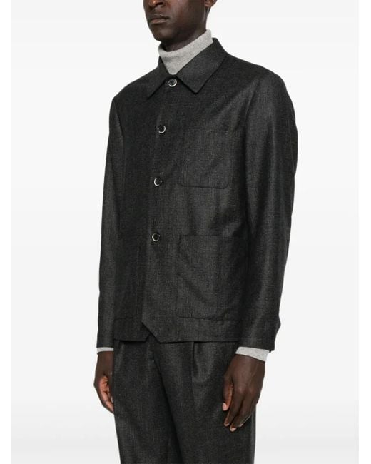 Barena Black Button-Fastening Patch-Pocket Jacket for men