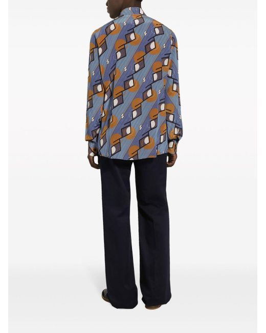 Camicia con stampa geometrica di Dolce & Gabbana in Blue da Uomo