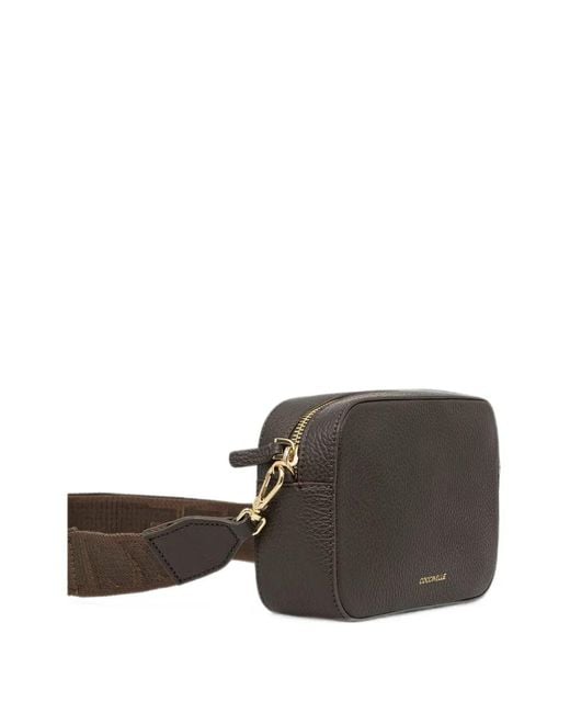 Coccinelle Gray Small Tebe Grained Leather Shoulder Bag