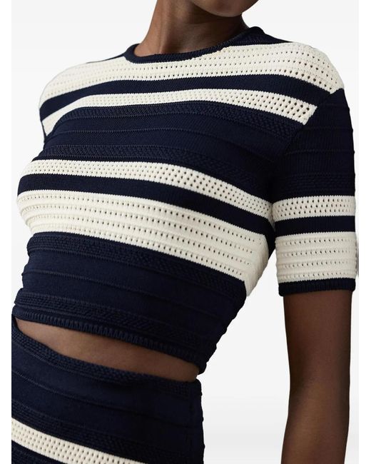 Ralph Lauren Blue Kurzärmeliger Pullover Mit Streifen