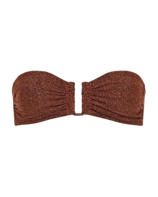 Eres Brown Flamboyant Ruched Bandeau Bikini Top