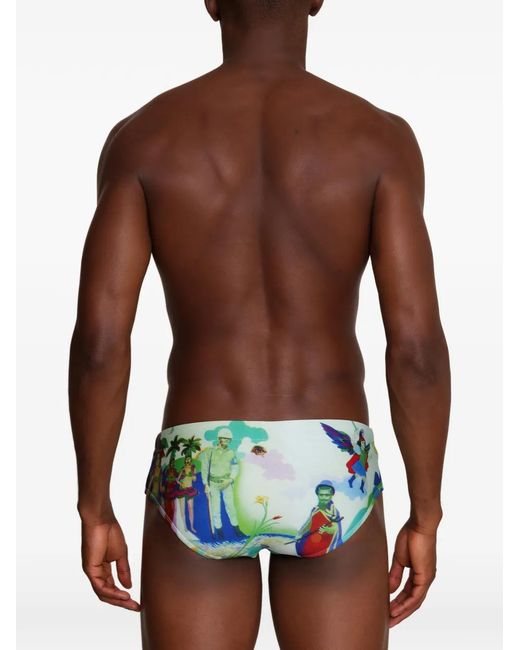 Amir Slama Blue Printed Swimming Trunks for men