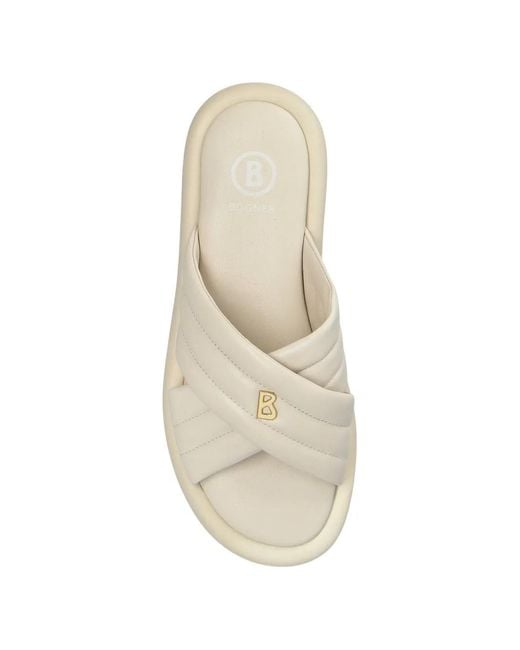 Bogner White Portofino Criss-Cross Slides