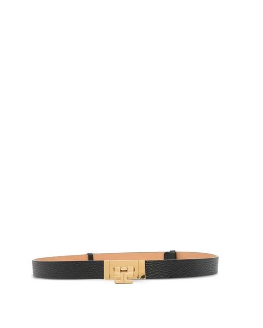 Elisabetta Franchi White Textured Buckle Belt