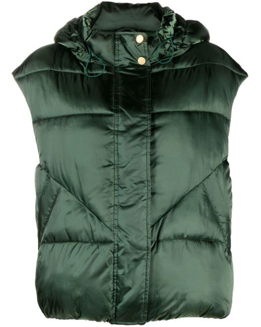 Patrizia Pepe Green Hooded Quilted Gilet