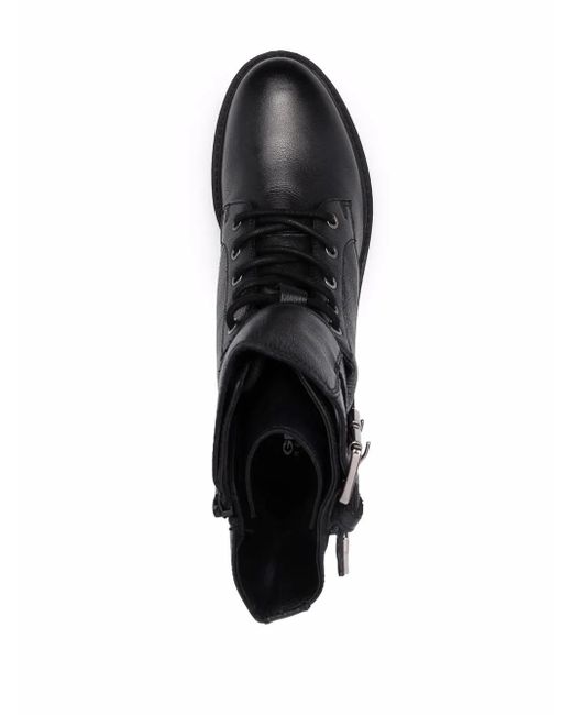 Geox Black Lace-Up Leather Boots