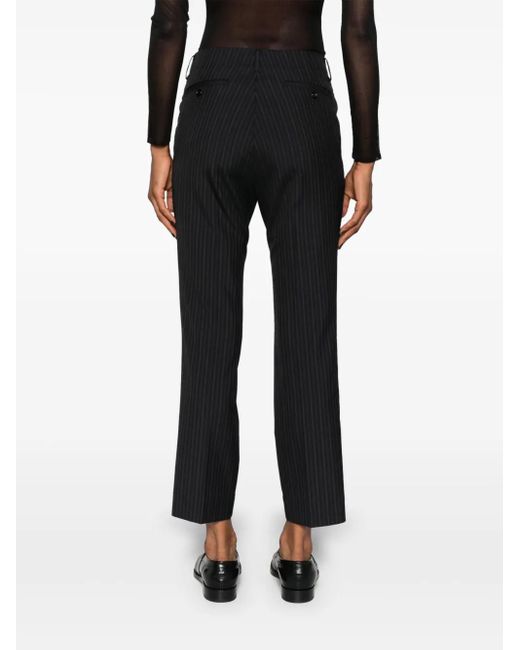 Junya Watanabe Black Schmale Hose Mit Nadelstreifen