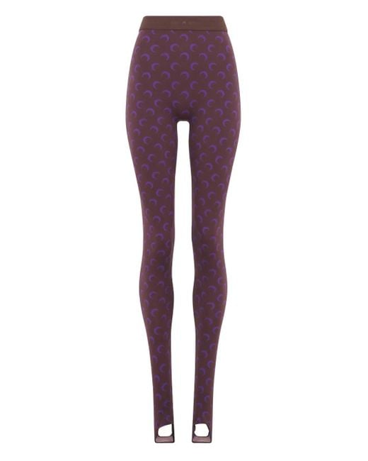 MARINE SERRE Purple Moon-Print Jersey Leggings
