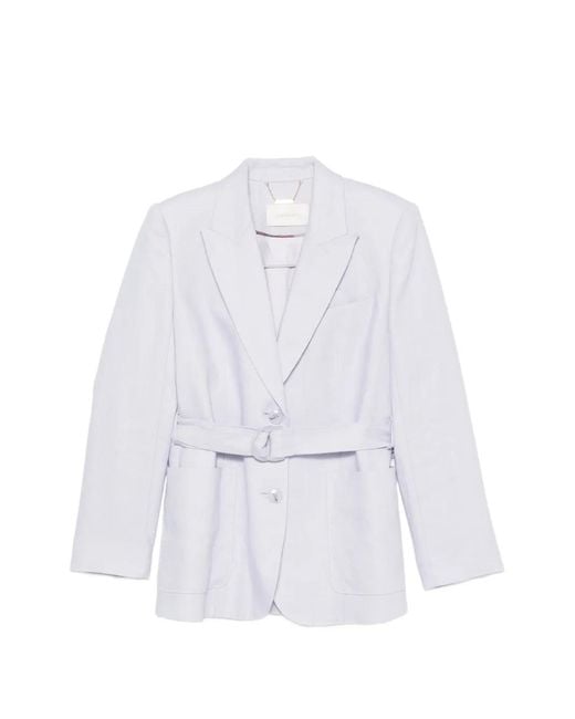 Zimmermann White Belted Single-Breasted Blazer