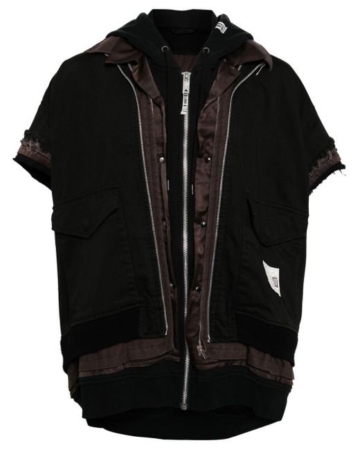 Maison Mihara Yasuhiro Black Layered Hooded Vest for men