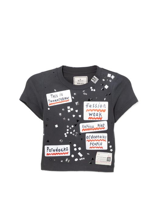 Maison Mihara Yasuhiro Black Printed T-Shirt
