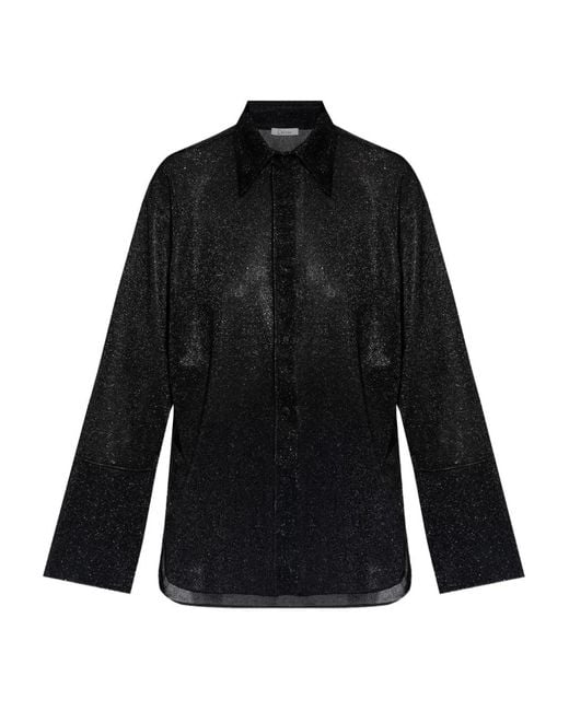 Oseree Black Glazed Lumiere Sleeves Shirt