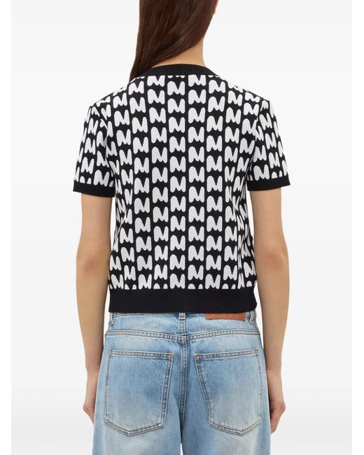 MSGM Black Patterned Short-Sleeve T-Shirt