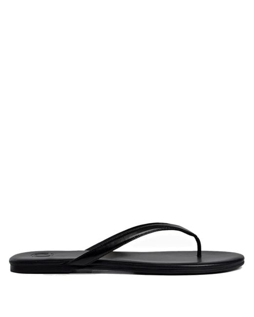 12 STOREEZ Black Leather Flip-Flops